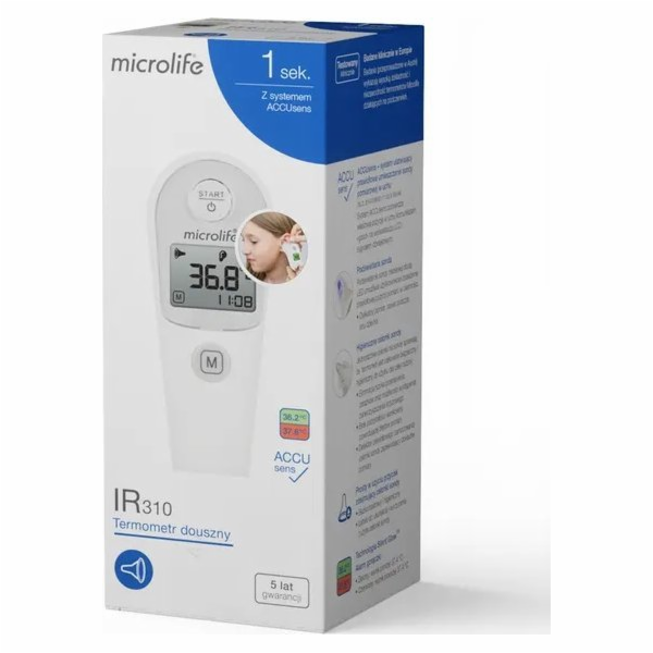 Ušní teploměr Microlife IR310 - s naváděcím systémem ACCU...