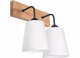 Lamkur Lamkur Lula 47621 nástěnné svítidlo nástěnné svítidlo boho dřevěná látková stínidla 2x60W E27 bílá/dřevo