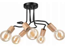 Stropní svítidlo Lamkur Lamkur Conor 47423 stropní svítidlo kovové edison tyče 5x60W E27 černá/dřevo