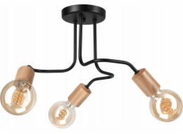 Stropní svítidlo Lamkur Lamkur Conor 47416 stropní svítidlo kovové edison tyče 3x60W E27 černá/dřevo