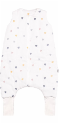 PULP BAMBOO Mušelín letní spací pytel s nožičkami - Colorful Hearts 0,5 TOG od 1 do 2,5 let