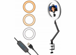Apexel LED Ring Light + Rameno + Svěrák pro Video VLOG pro Smartphone / APEXEL APL-FL20