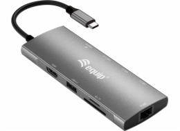 Equip Equip Dock USB adaptér USB-C->HDMI,Gigabit LAN,USB3.0,100WPD,SD/TF 0,25m