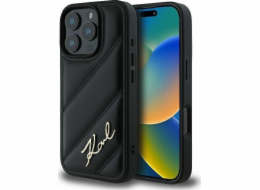 Karl Lagerfeld Karl Lagerfeld KLHCP16LPQDSMGK iPhone 16 Pro 6.3 černý/černý pevný obal prošívaný podpis