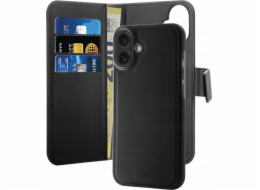 Puro Puro Wallet Odnímatelné pouzdro z ekokůže MagSafe 2v1 s chlopní a peněženkou pro iPhone 16 - černé