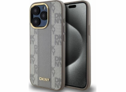DKNY DKNY DKHMP15LPCPVSLE iPhone 15 Pro 6.1 béžový/béžový pevný obal Kožený kostkovaný mono vzor MagSafe