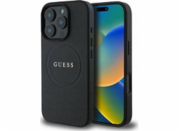 Guess Guess GUHMP16LPGHSMMK iPhone 16 Pro 6.3 černo/černé pevné pouzdro Grained Gold Ring MagSafe