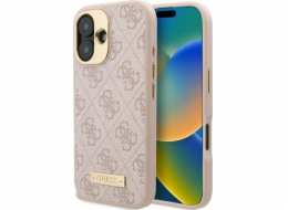 Guess Guess GUHMP16SU4GPRP iPhone 16 6.1 růžové/růžové pevné pouzdro 4G Logo Plate MagSafe