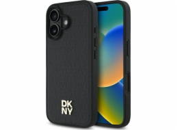 DKNY DKNY DKHMP16SPSHRPSK Pevné pouzdro na iPhone 16 6.1 černo/černé Opakující se vzor Stack Logo MagSafe