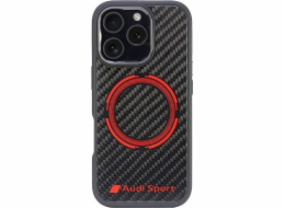 Audi Audi Carbon Fiber Sport Red Circle MagSafe iPhone 16 Pro 6.3 černo/černé pevné pouzdro AUS-TPUPCMIP16P-RSQ/D5-BK