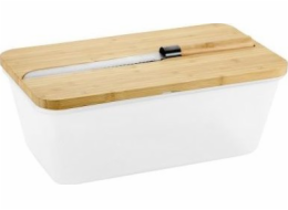 Kesper Bread Box Chlebník s bambusovým víkem a nožem na chléb, 35 x 20 cm
