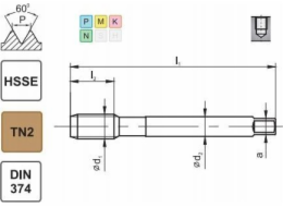 Fanar TAPPING DIE M14x1 DIN-374C R40 (6H) HSSE TIN 800X