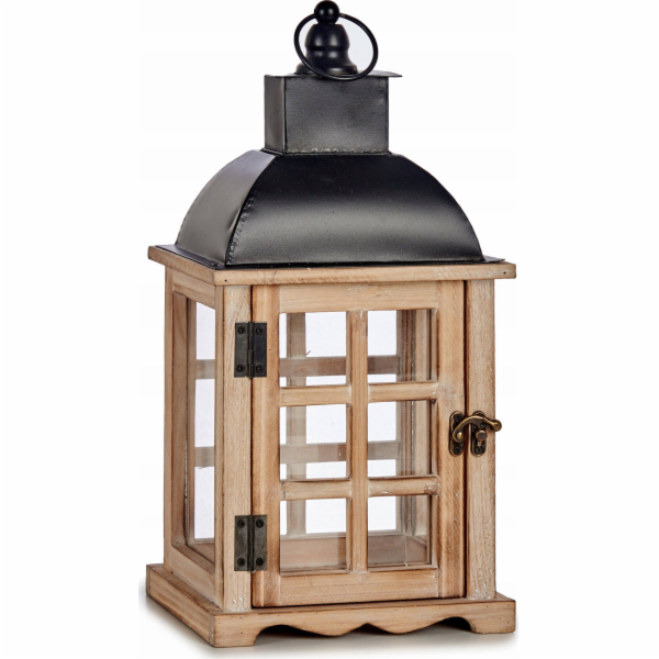 Giftdecor Dřevěná lucerna MIRO, 39 cm