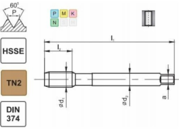 Fanar TAPPING DIE M12x1 DIN-374B (6H) HSSE TIN 800X