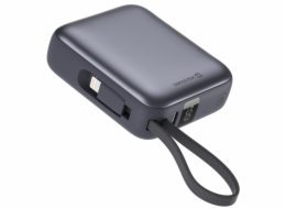 Swissten Power bank 10000 mAh s integrovanými kabely - USB-C, A, Lightning / šedá
