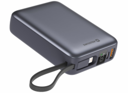 Swissten Power bank 20000 mAh s integrovanými kabely - USB-C, A, Lightning / šedá