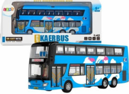 Dvoupatrový turistický autobus LeanToys 1:42 Kov světle modrý