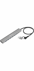 Sandberg USB-C/A na 7× USB-A Hub, hliníkový rozbočovač se 7× USB 3.0 porty, černá