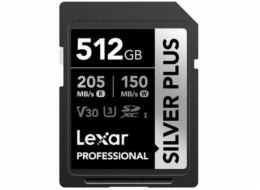 Lexar paměťová karta 512GB Professional SILVER PLUS SDXC™ UHS-I, čtení/zápis: 205/150MB/s
