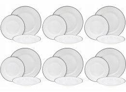 Jídelní sada talířů 18 ks porcelán s černou linkou HT-27020400