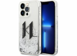 Karl Lagerfeld Pouzdro Karl Lagerfeld Liquid Glitter Big KL HardCase pro iPhone 14 Pro stříbrné