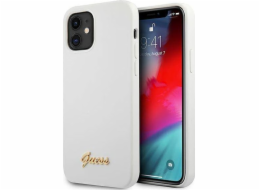 Guess Pouzdro Guess GUHCP12SLSLMGWH Apple iPhone 12 mini bílé/bílé pevné pouzdro s kovovým logem