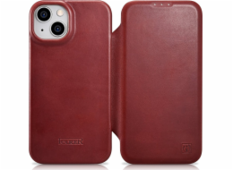 iCarer iCarer CE Oil Wax Premium Leather Folio Case iPhone 14 Plus kožené pouzdro s magnetickým flipem MagSafe červené (AKI14220707-RD)