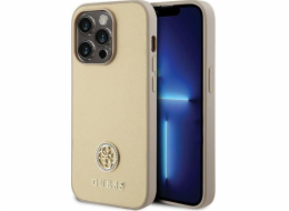 Guess Guess GUHCP15LPS4DGPD pevný kryt pro iPhone 15 Pro 6.1 zlatý/zlatý s kovovým logem Strass