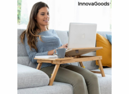 InnovaGoods Skládací odkládací stolek z bambusu a dřeva Lapwood