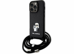 Karl Lagerfeld Pouzdro Karl Lagerfeld KLHCP14LSAKCPSK Apple iPhone 14 Pro pevné pouzdro Crossbody Saffiano Metal černá/černá