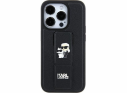 Karl Lagerfeld Karl Lagerfeld KLHCN61GSAKCPK pevný kryt pro iPhone 11 / Xr 6.1 černá/černá, stojánek, saffiano pinzetky Karl&Choupette