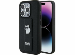 Karl Lagerfeld Karl Lagerfeld KLHCP14XGSACHPK iPhone 14 Pro Max 6.7 černý/černý pevný kryt stojánek Saffiano Choupette Pins
