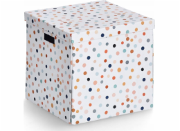 Zeller Kartonová krabice s víkem DOTS, 33,5 x 33 x 32 cm