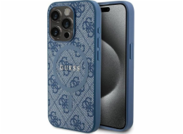 Guess Guess GUHMP14LG4GFRB Pevný kryt pro iPhone 14 Pro 6.1 modro/modrý 4G Collection Leather Metal Logo MagSafe