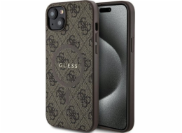 Guess Guess GUHMP15MG4GFRW Pouzdro pro iPhone 15 Plus / 14 Plus 6.7 hnědé/hnědé, kožené, kovové, s logem a MagSafe 4G