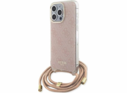 Guess Guess GUHCP15XHC4SEP pevný kryt Crossbody pro iPhone 15 Pro Max 6.7 růžový/růžový s potiskem