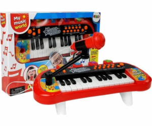 Lean Sport Klávesový piano 24 kláves, USB, mikrofon, červ...