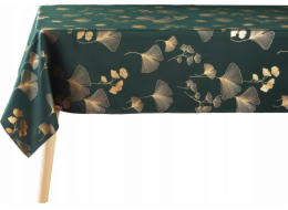 Douceur d`Interieur Obdélníkový ubrus pro interiérový design BLOOMY, lahvově zelená, zlatý ginkgo biloba