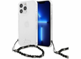 Guess Guess GUHCP13XKPSBK Průhledný pevný kryt pro iPhone 13 Pro Max 6.7, černá perleťová