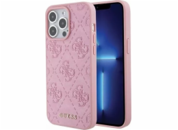 Guess Kožený kryt Guess 4G Stamped - iPhone 15 Pro Max (růžový)