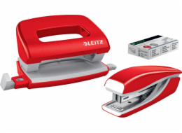 Leitz Stapler Stapler + Hole Puncher Mini NeXXt WOW červená