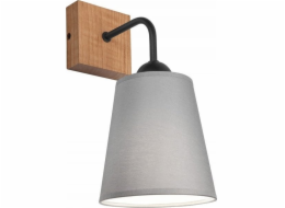 Lamkur Lamkur Lula 47676 nástěnná lampa boho dřevěné látkové stínidlo 1x60W E27 šedá/dřevěná