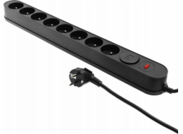 Plastrol Prodlužovací lišta Filtr W-00028 s přepěťovou ochranou, osm zásuvek, vypínač, šedá