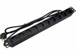 Alantec prodlužovací lišta 19 230V - 10 zásuvek (typ E - CEE 7/5), kabel 1,8 m CEE 7/7
