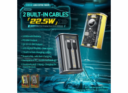Wekome Powerbanka WEKOME WP-345 Vanguard Series - Powerbanka 10000 mAh s rychlým nabíjením, vestavěným USB-C a Lightning PD 20W + QC 22,5W kabelem (žlutá)