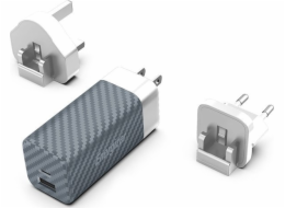 Energizer Nabíječka Energizer Ultimate - Vícezásuvková nástěnná nabíječka EU / UK / US GaN USB-C a USB-A 65W PD (stříbrná)