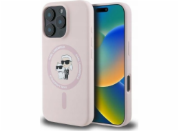 Karl Lagerfeld Karl Lagerfeld KLHMP16SSCMKCRHP silikonový kryt pro iPhone 16 6.1 růžový s kroužkem na hlavu Karl&Choupette MagSafe standardní