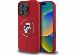 Karl Lagerfeld KARL LAGERFELD kryt pro IPHONE 16 Pro kompatibilní s MagSafe KLHMP16LSCMKCRHR (silikonový kroužek KC) červený