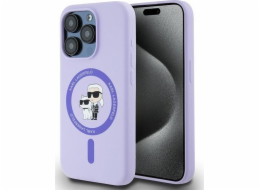Karl Lagerfeld Karl Lagerfeld KLHMP15LSCMKCRHU Pevný silikonový kryt pro iPhone 15 Pro 6.1 fialový/fialový s kroužkem MagSafe KC Heads