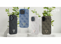 Guess Guess GUHCP16XP4TDPB Pevný kožený kryt pro iPhone 16 Pro Max 6.9 modro-modrý, trojúhelníkový, s MagSafe